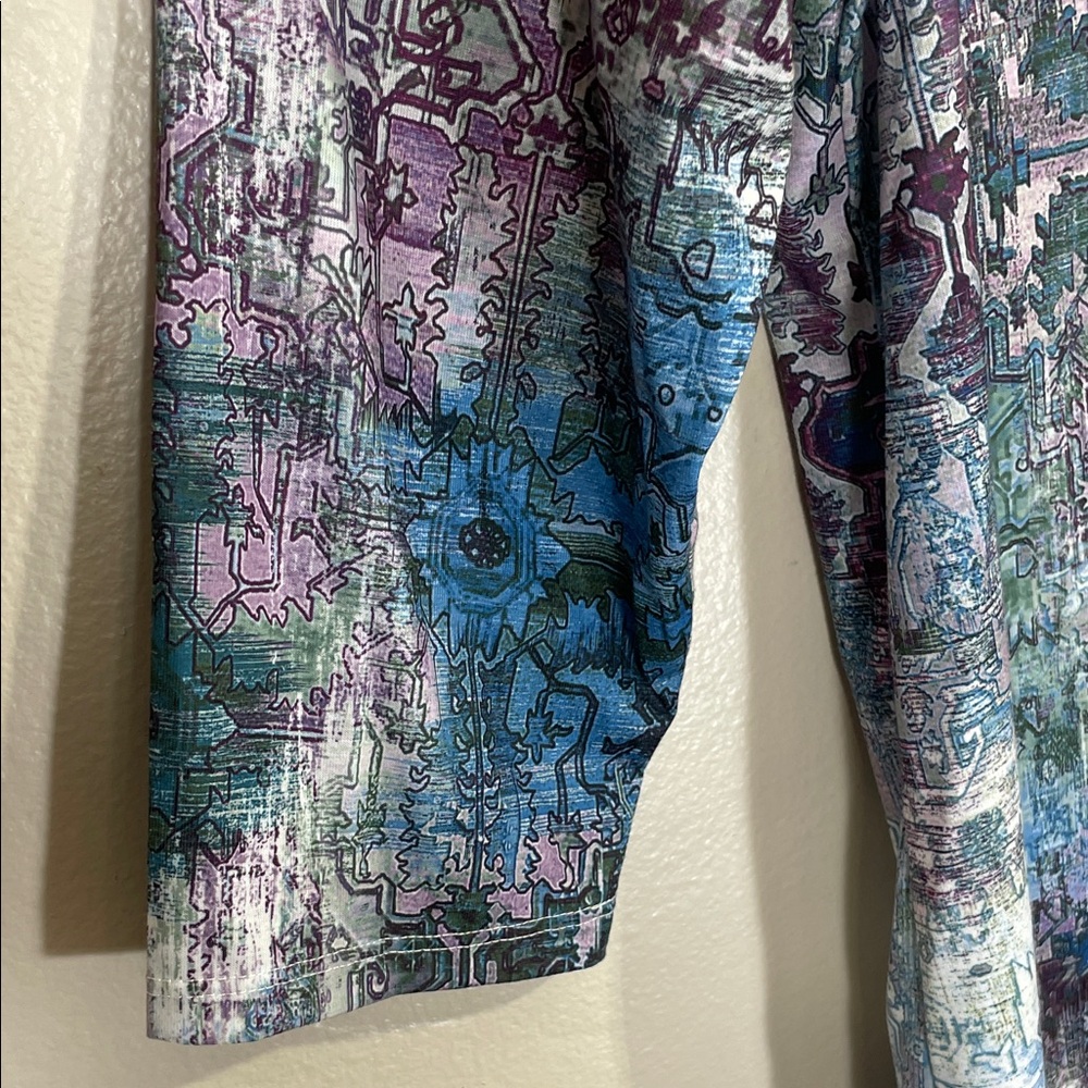 NWOT Christopher & Banks Blue and Purple Mosiac Long Sleeve Top - Picture 3 of 7